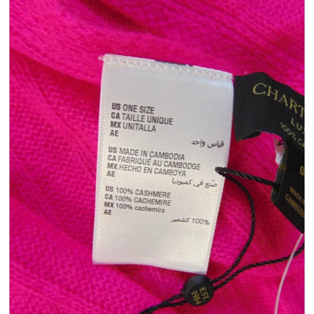 Charter Club Womens Pink Ribbed Cashmere Scarf One Size